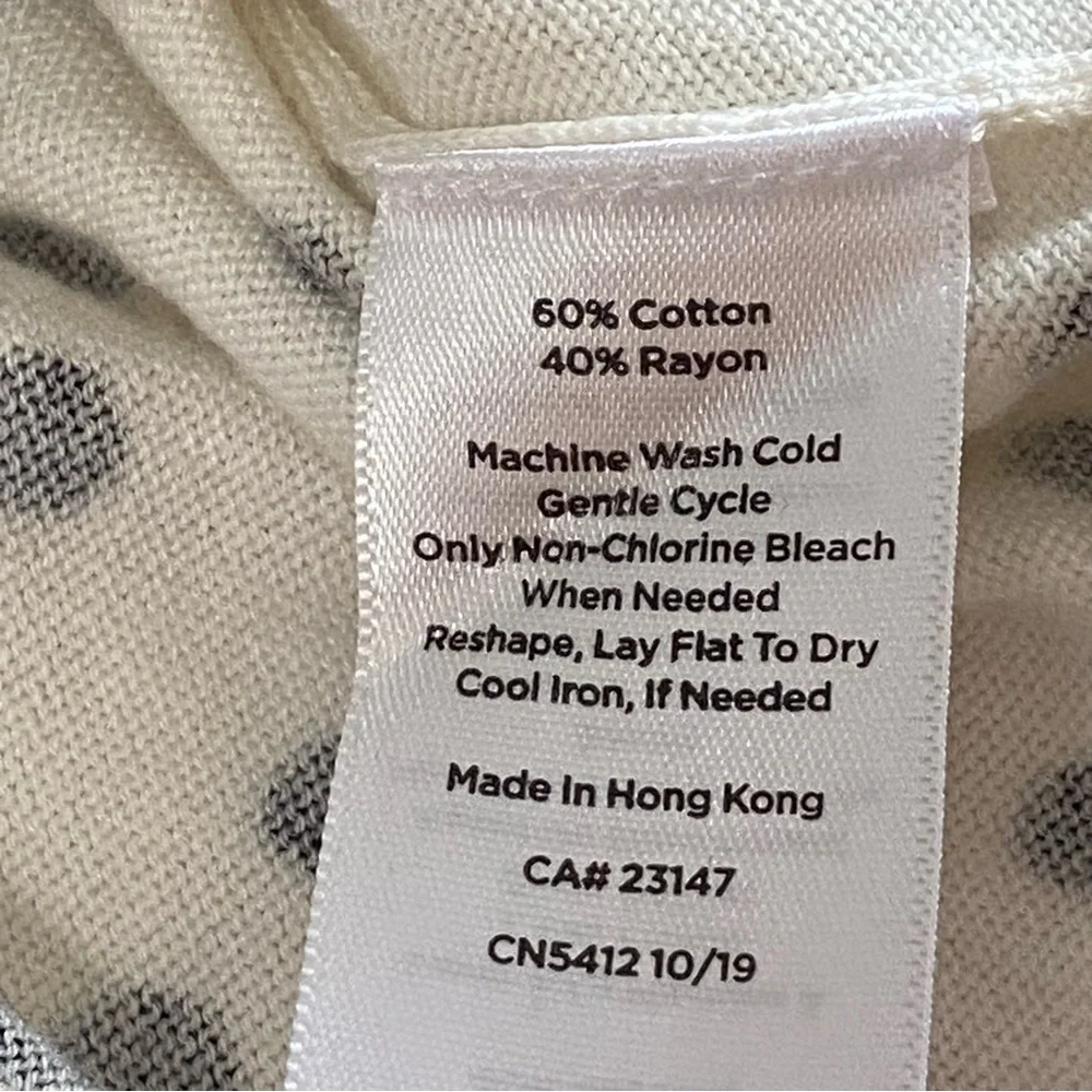 TALBOTS / White with Black Polka Dots Sleeveless Sweater Size S